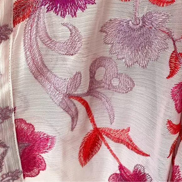 Soft Surroundings NWTs Palisade Topper Open Kimono Magenta Soft Pink Embroidered